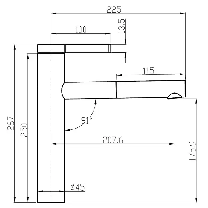 Beitz & Walz Spültischarmatur Beitz & Walz - Chrom - Hohe, moderne Einhebel-Armatur mit abgewinkeltem, langem Auslauf für Waschbecken oder Spüle.