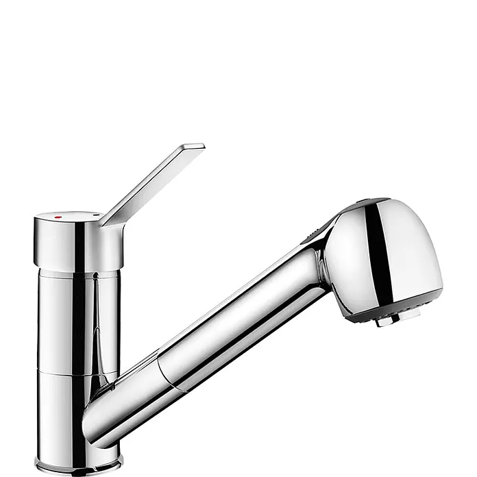 Delabie Spültischarmatur Delabie -  - Moderner Chrom-Küchenarmatur mit ausziehbarer Brause.