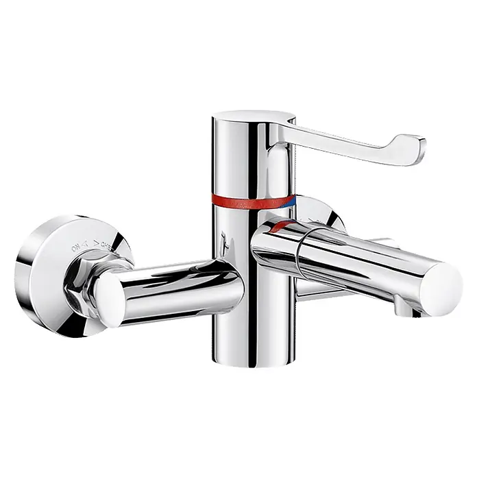Delabie Spültischarmatur Delabie -  - Polierter Chrom-Wannen-/Duscharmatur mit Einhebelmischer für Temperatur und Durchfluss sowie einem Umsteller.