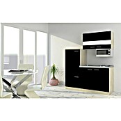 Respekta Cocina compacta Luis (Ancho: 160 cm, Negro, Placa de cocción, frigorífico y microondas) | BAUHAUS
