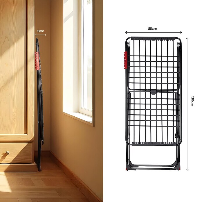 Vileda Tendedero con alas Extra Ultimate (Longitud cuerda de tender: 20 m, L x An x Al: 173 x 55,5 x 116 cm, Negro) | BAUHAUS