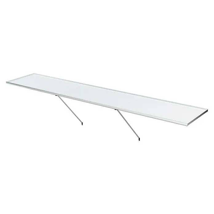 KGT Gewächshaus-Tisch Orchidee IV - 429 x 63,5 x 85 cm - Ein langer, schwebender Glastisch mit Metallstützen, ideal für moderne Einrichtungen und minimalistisches Design.