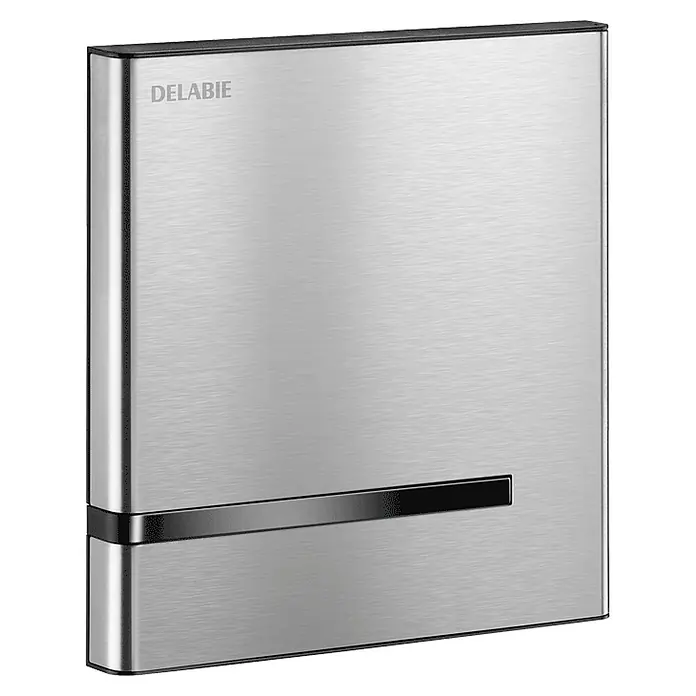 Delabie Betätigungsplatte Delabie Urinalspüler TEMPOMATIC 4 UP Edst satiniert 230/6V Set 2/2 -  - DELABIE Spülplatte aus gebürstetem Edelstahl mit schwarzer Betätigungsleiste.