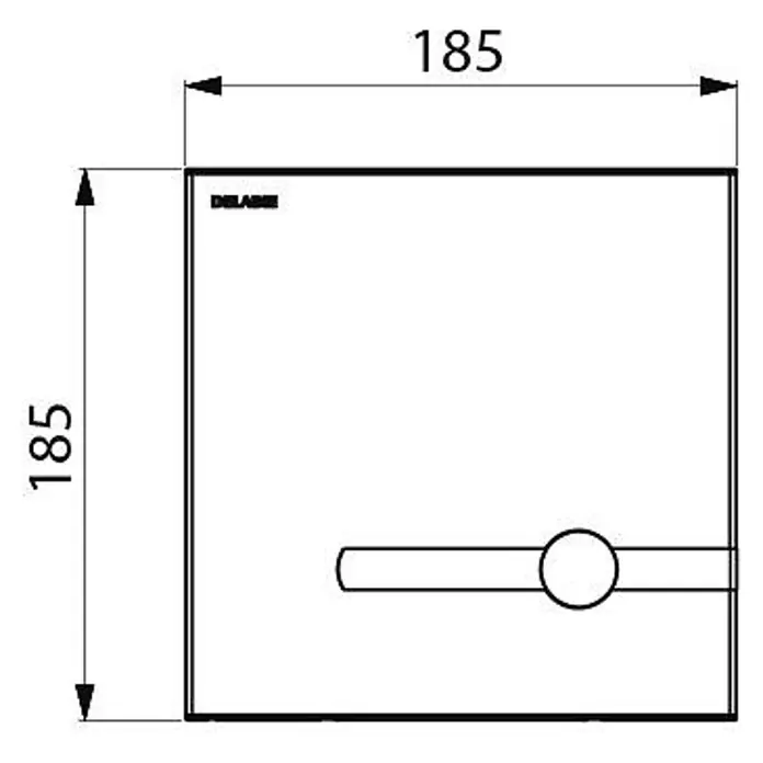 Delabie Betätigungsplatte Delabie WC-DrSp.T.MATIC duale Strg.UP mattschw.6V-Batt.Set2/2 - +464PBOX - Quadratische Mischbatterie-Rosette mit horizontalem Einhebelgriff. Maße 185x185mm.