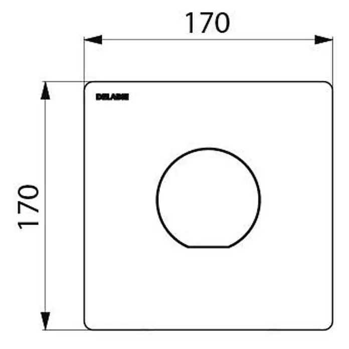 Delabie Betätigungsplatte Delabie WC-DrSp. TEMPOFLUX 3, G3/4, UP, AB, Einmengenspülung, Set2/2 -  - Quadratische Betätigungsplatte mit abgerundeten Ecken und zentralem runden Drücker für WC.