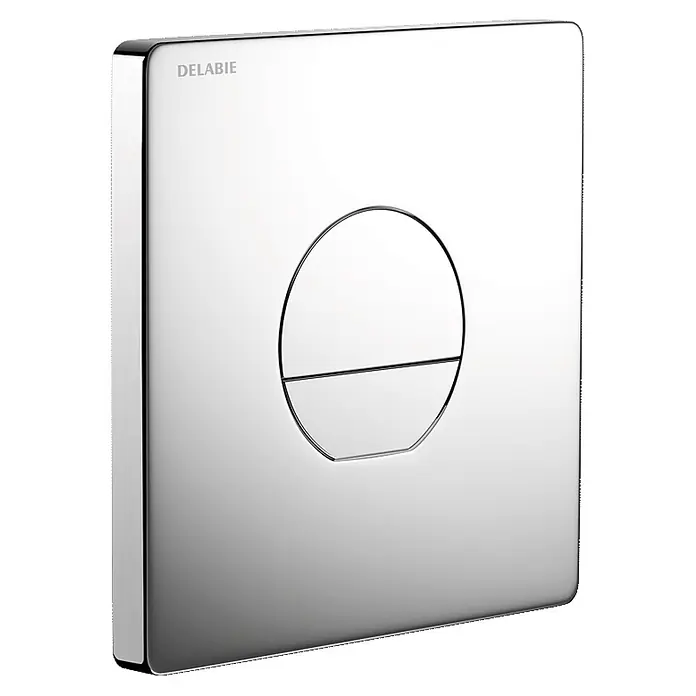Delabie Betätigungsplatte Delabie WC-Druckspüler TEMPOFLUX 3,G 3/4,UP AB,verchr, 3l/6l, Set2/2 -  - DELABIE WC-Betätigungsplatte aus glänzendem Chrom mit runder Zweimengen-Spültaste.