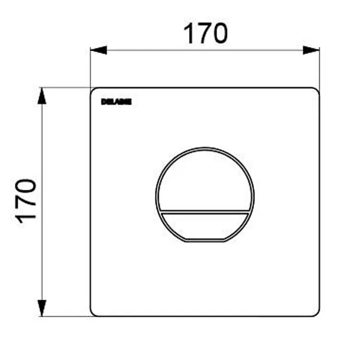 Delabie Betätigungsplatte Delabie WC-Druckspüler TEMPOFLUX 3,G 3/4,UP AB,verchr, 3l/6l, Set2/2 -  - Quadratische 170x170mm Betätigungsplatte mit zentralem runden Zweimengen-Spülknopf, Marke DELABIE.