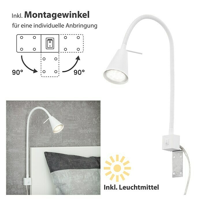 Brilo LED-Wandstrahler (4 W, Weiß, L x B x H: 5,8 x 21,7 x 40,3 cm)