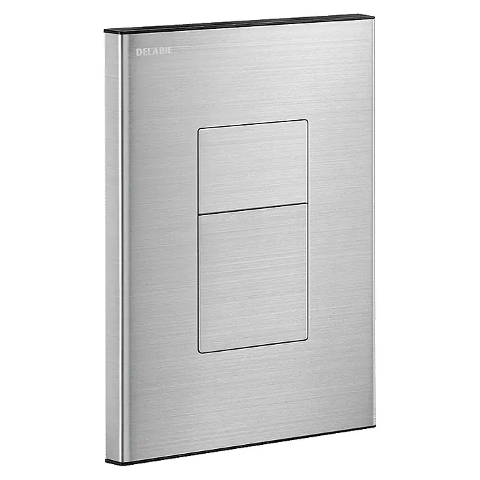 Delabie Betätigungsplatte Delabie WC-Druckspüler TEMPOFLUX 3,G 3/4, UP,AB, sat., 3l/6l, Set2/2 -  - Gebürstete Metall-Betätigungsplatte mit zwei rechteckigen Tasten für WC-Spülkästen.