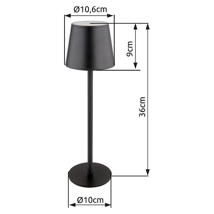 Globo Punjiva stolna svjetiljka Vannie  (Ø x V: 10,6 x 36 cm, Topla bijela, 3 W, IP44) | BAUHAUS