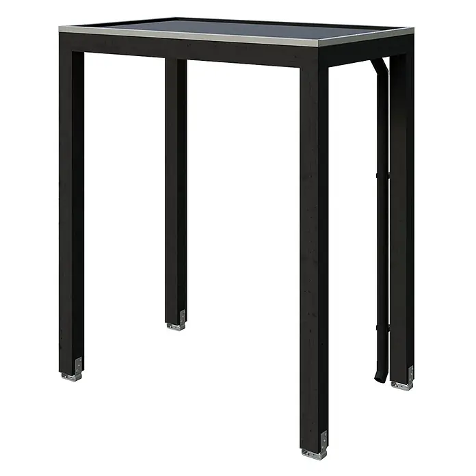 SKAN HOLZ Vordach Flensburg - 200 x 125 x 237 cm, Anthrazit - Dunkles Holz-Pergola-Gestell mit schwarzem Dach und silbernen Metallakzenten.