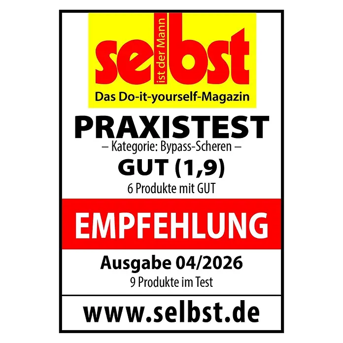Gardol Premium Teleskop-Astschere GDB37 - Max. Aststärke: 37 mm - Auszeichnung von Selbst ist der Mann: 'GUT (1,9)' im Praxistest Bypass-Scheren, Ausgabe 04/2026.