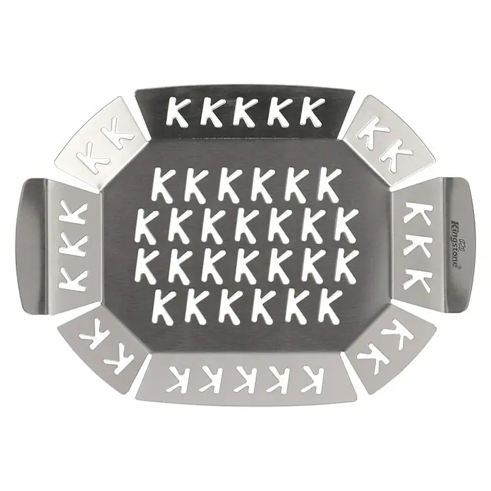 Kingstone Cesta para barbacoa - L x An: 27 x 18 cm, Altura: 2,7 cm - Inserto de rejilla de acero inoxidable Kingstone con recortes en forma de "K" para resultados de parrilla.