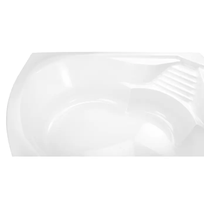 Calmwaters Eckbadewanne Curved Wellness -  - Weißes, glänzendes asiatisches Hock-WC mit geriffelten Fußstützen.