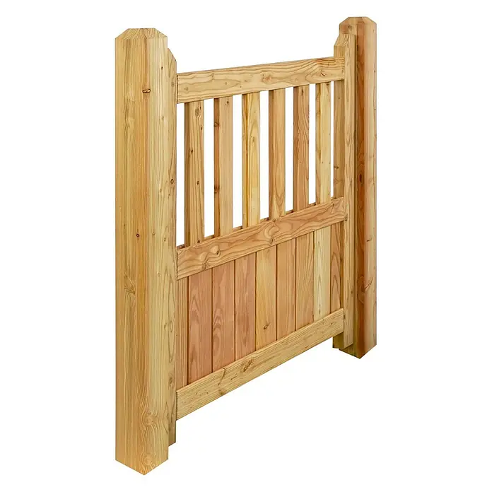 GartenLand Zauntor GRAZ - 100 x 90 cm, Lärche, Holz - Gartentor aus hellem Holz mit vertikalen Latten und stabilen Pfosten.
