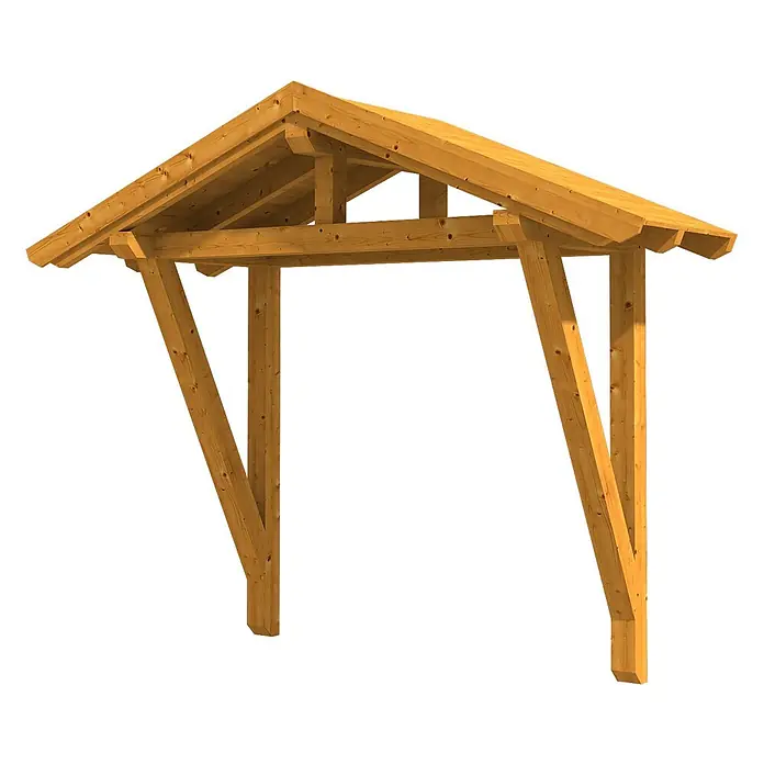 SKAN HOLZ Giebelvordach Stralsund 2 - 289 x 116 x 265 cm, Eiche hell - Hölzernes Giebeldachgestell mit zwei Stützpfosten, ideal für Eingang oder Unterstand.