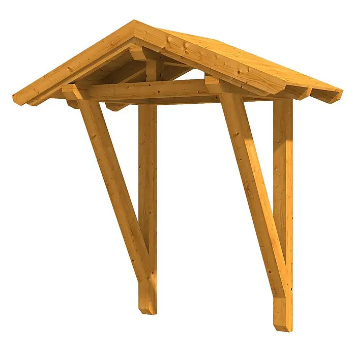 SKAN HOLZ Giebelvordach Siegen 2 - 247 x 116 x 252 cm, Eiche hell - Hölzernes Vordachgestell mit Satteldach, gefertigt aus hellem Naturholz.