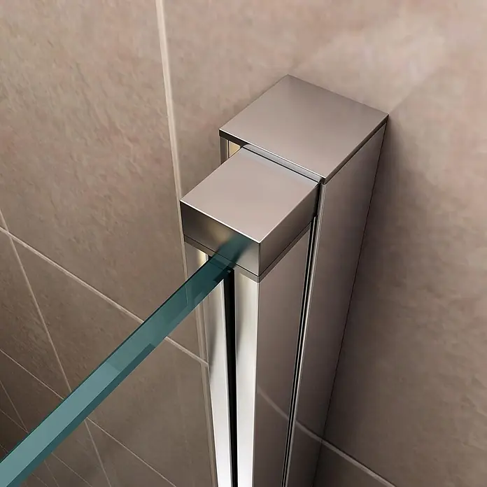 i-flair Dusch-Pendeltür NC68 - 68 x 195 cm, Silber, Beschichtet, Glasstärke: 6 mm - Duschkabinenprofil aus poliertem Chrom, das eine klare Glasscheibe sicher an einer gefliesten Wand hält.
