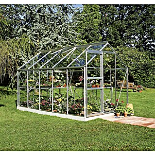 Halls Gewächshaus Popular 106 (Außenmaß inkl. Dachüberstand (B x T): 193 x 319 cm, Silber, Wandstärke: 3 mm)