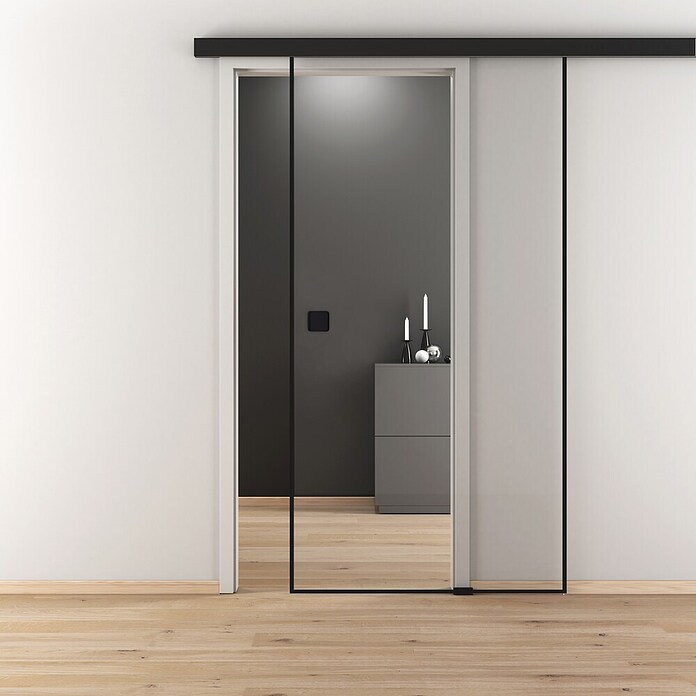 Diamond Doors Black Edition Schiebetür-Komplettset Edge (935 x 2 058 mm, Klarglas) | BAUHAUS