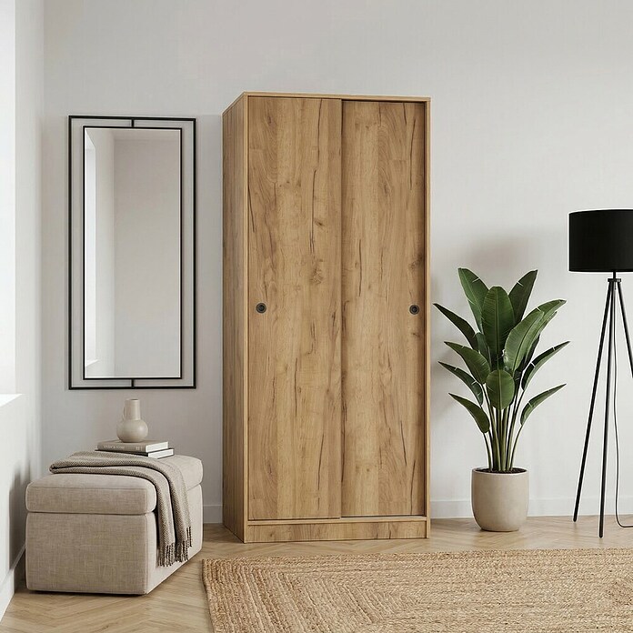 Muebles Pitarch Tibet Armario de puertas correderas (L x An x Al: 50 x 74 x 180 cm, Roble Kraft) | BAUHAUS