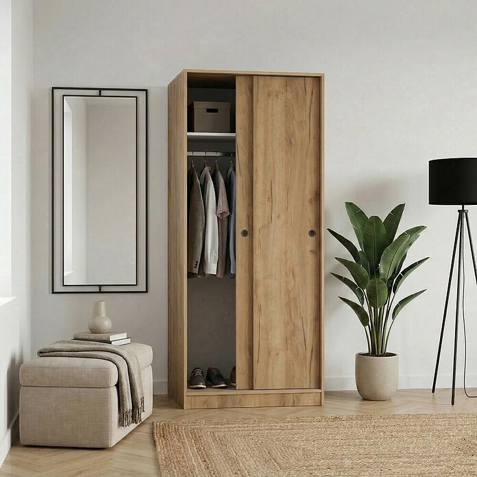 Muebles Pitarch Tibet Armario de puertas correderas (L x An x Al: 50 x 74 x 180 cm, Roble Kraft) | BAUHAUS