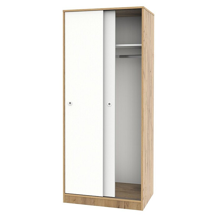 Muebles Pitarch Tibet Armario de puertas correderas (L x An x Al: 50 x 74 x 180 cm, Roble Kraft/Blanco) | BAUHAUS