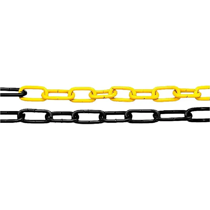 Stabilit Rundstahlkette Meterware - Durchmesser: 6 mm, Stahl, Schwarz/ Gelb - Zwei Kunststoffketten: eine gelbe und eine schwarze, geeignet für Absperrungen.