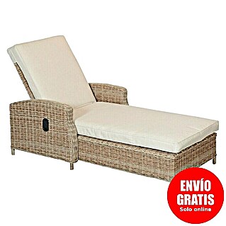 Tumbona de jardín Gotland (L x An x Al: 203 x 83,5 x 26 cm, Arena, Acero, Respaldo regulable)