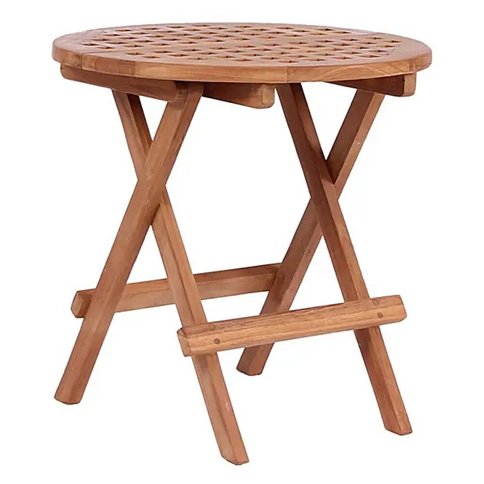 Bene Living Gartenliegen-Set Sessel Montreal & Tisch Dorset - braun, Naturmaterialien, Klappbar - Heller, runder Holztisch zum Zusammenklappen mit Lattenplatte und X-Beinen, für den Außenbereich.