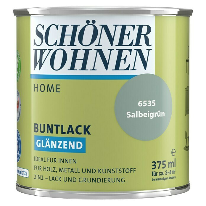 Schöner Wohnen Home Buntlack (Salbeigrün, 375 ml, Glänzend)