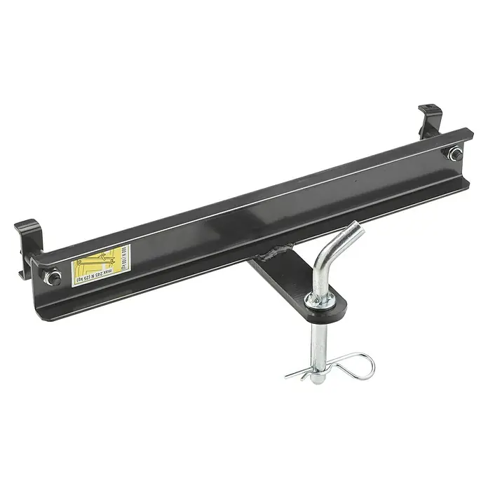 Stiga Zugöse für Rasenmäher - Stiga Rasentraktoren Estate 2084/2084 H/3084 H - Produktabbildung einer robusten, schwarzen Schwerlast-Traverse mit stabiler Halterung und Bolzen für vielseitige Einsatzmöglichkeiten.