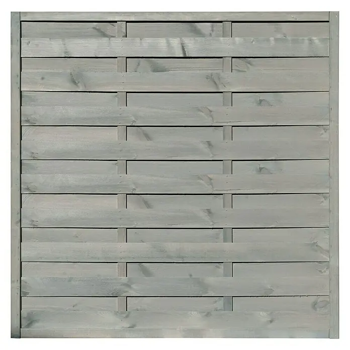Sichtschutzelement Bremen - B x H: 180 x 180 cm, Grau - Holzzaun mit horizontalen Brettern und grauer Oberfläche, ideal für den Garten und als Sichtschutz. Robuste Konstruktion und modernes Design.