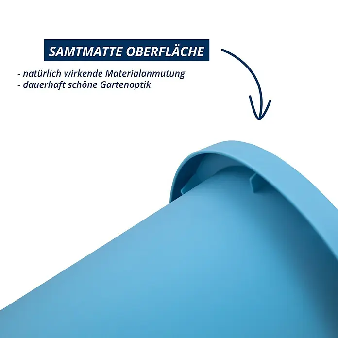 KHW Pflanzturm Demter - Ø x H: 43 x 66 cm, Meerblau - Samtmatte, hellblaue Oberfläche eines Produkts, das eine natürliche Gartenoptik bietet.