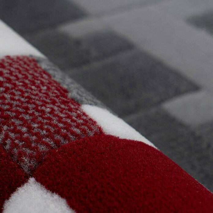 Kayoom Kurzflorteppich Vancouver 210 (Grau/Rot, 290 x 200 cm)