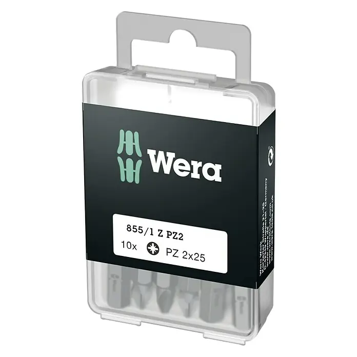 Wera Bit-Box 855/1 - PZ 2, 10 -tlg. - Wera 855/1 Z PZ2 Schrauberbits im praktischen 10er-Pack. Ideal für den professionellen Einsatz und Heimwerkerprojekte.