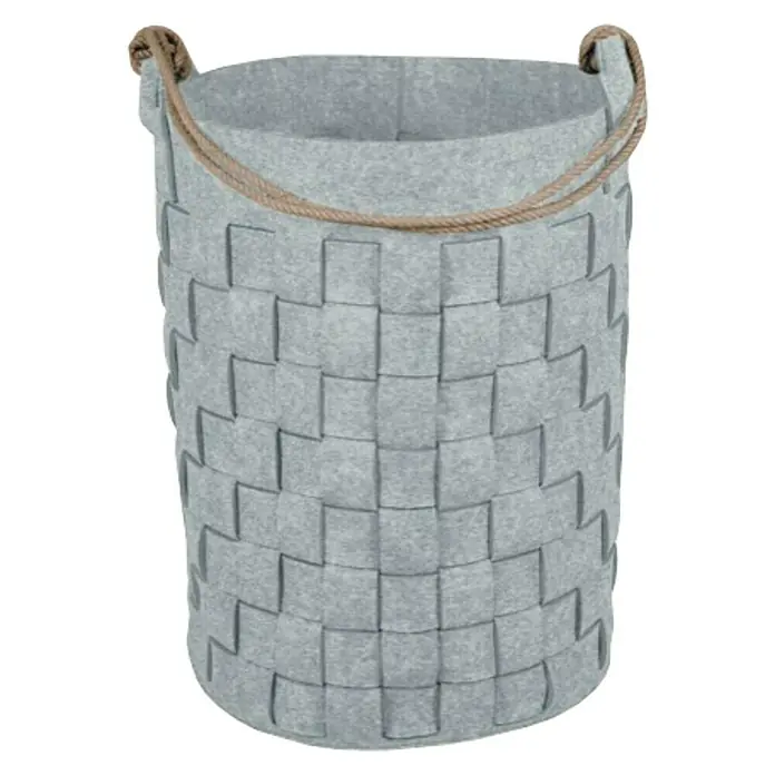 Spirella Cesta para la ropa Cosyhome - L x An x Al: 40 x 40 x 55 cm, Gris - Cesta de fieltro tejido gris con dos asas de cuerda. Ideal para guardar objetos y decorar el hogar.