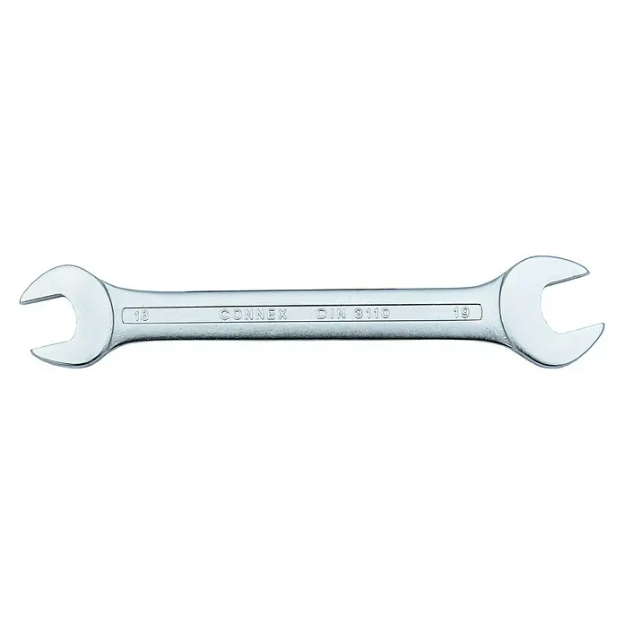 Connex Llave fija de doble boca - Ancho de llave: 18 mm - 19 mm, DIN 3110 - Llave fija de doble boca Connex, tamaños 18 y 19, DIN 3110, ideal para diversas tareas de atornillado en taller y hogar.