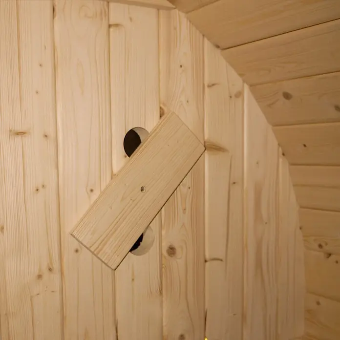 Home Deluxe Fasssauna LAHTI XL - Elektroofen, Holz, L x B x H: 220 x 189 x 191,5 cm - Holzsauna-Lüftung mit drehbarem hellem Holzschieber zur Luftstromregulierung.