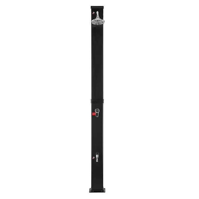 Home Deluxe Solardusche OLYMP - Kunststoff, Schwarz Matt, 40 l - Schwarze Solardusche mit Chrom-Duschkopf, Mischbatterie und Fußhahn.