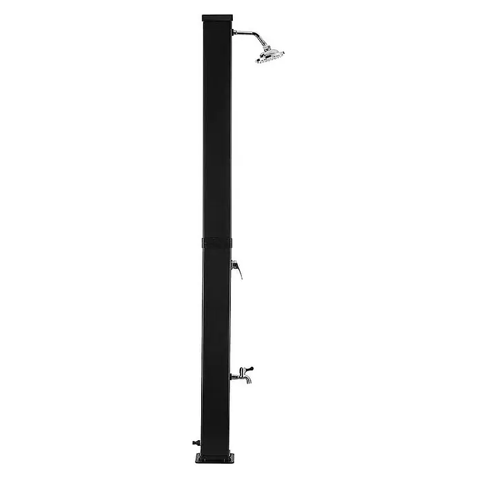 Home Deluxe Solardusche OLYMP - Kunststoff, Schwarz Matt, 40 l - Schwarze Außendusche mit Chrom-Duschkopf, Temperaturmischer und unterem Wasserhahn.