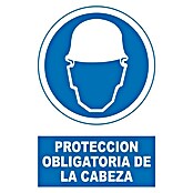Cartel (Azul / Blanco, Uso obligatorio de casco de seguridad)