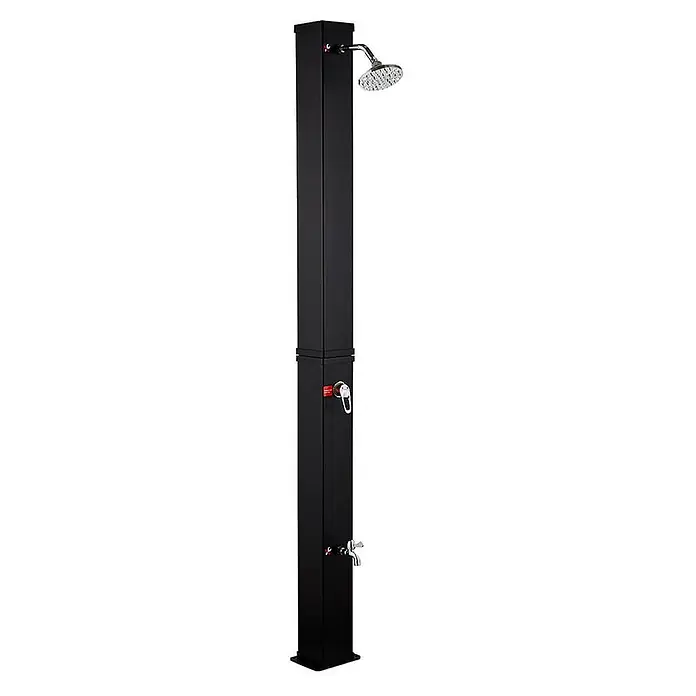 Home Deluxe Solardusche OLYMP - Kunststoff, Schwarz Matt, 40 l - Schwarze Solardusche für den Außenbereich mit Chrom-Duschkopf und unterem Wasserhahn.