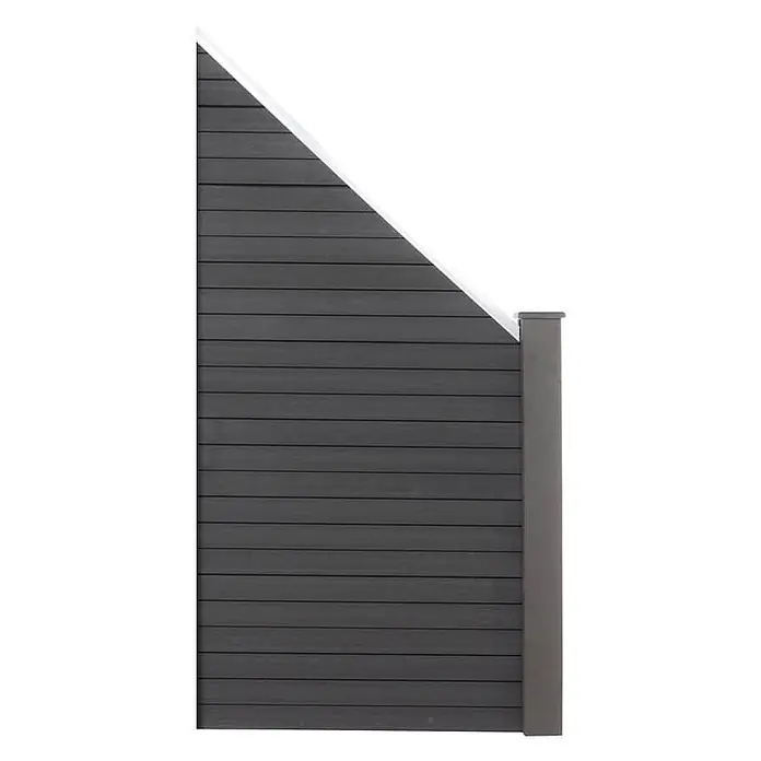 Home Deluxe Sichtschutzelement CALLADO Ausführung: 1 x Schrägelement - Verbundwerkstoff, Grau - Dunkelgraues Lamellen-Sichtschutzelement mit passendem Pfosten für Garten oder Außenbereich.
