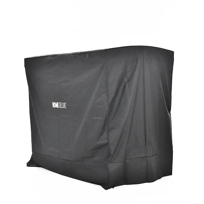 Home Deluxe Garten-Schaukelstuhl Hollywoodschaukel DESCANSO inkl. Regenabdeckung - Beige, B x T x H: 115 x 198 x 195 cm - Dunkelgraue rechteckige Schutzhülle mit 'HOME DELUXE' Logo.