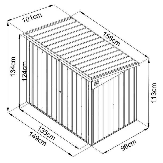 Home Deluxe Mülltonnenbox BASURA M - 2 x 240L - Stahl, Anthrazit, Geeignet für Anzahl Mülltonnen: 2 Stk. - Metall-Gartenschuppen mit Pultdach, detailgenaue Maße angegeben.