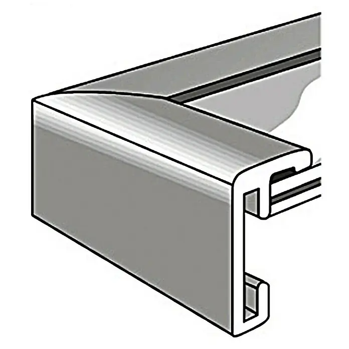 Nielsen Alurahmen Classic - 70 x 90 cm, Schwarz - Eckansicht eines silberfarbenen, genuteten Aluminiumprofils. Dieses Profil eignet sich ideal für Rahmen und Konstruktionen.