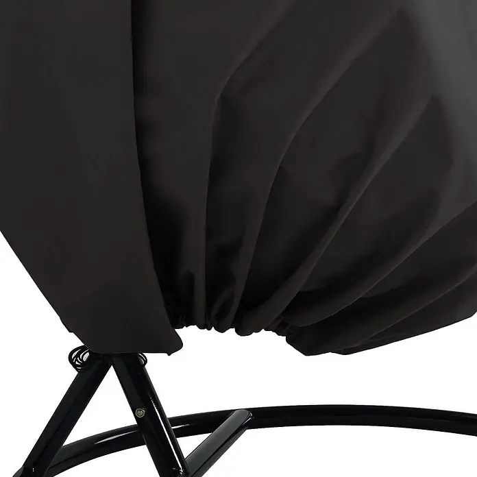 Home Deluxe Hängesessel Regenabdeckung CAPE CIELO - Kunststoff, Schwarz - Schwarze Schutzhülle aus Stoff, die unten um Gartenmöbel gerafft ist.