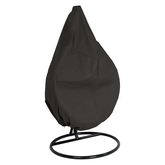 Home Deluxe Hängesessel Regenabdeckung CAPE CIELO - Kunststoff, Schwarz - Schwarze Schutzhülle aus Stoff auf einem Hängesessel, Metallgestell sichtbar.