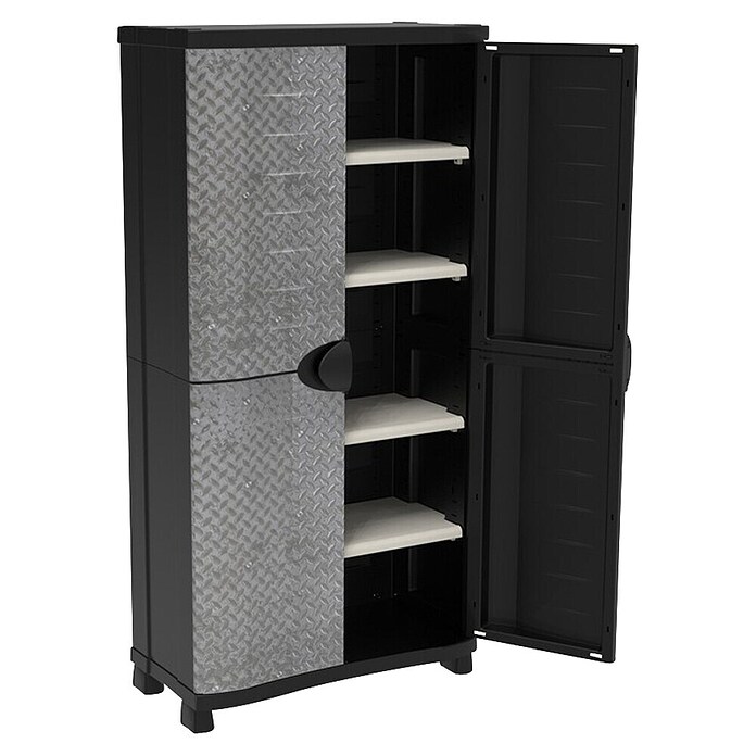 Plastiken Space Saver Armario multiusos de plástico  (L x An x Al: 45 cm x 90 mm x 184 cm, Acero) | BAUHAUS